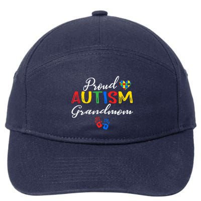 Proud Autism Grandmom Autism Awareness Day Autistic Support Gift 7-Panel Snapback Hat