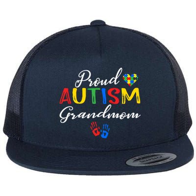 Proud Autism Grandmom Autism Awareness Day Autistic Support Gift Flat Bill Trucker Hat