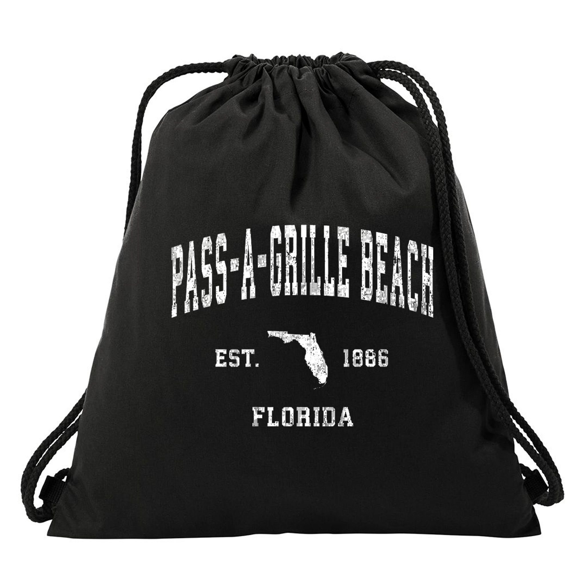 Pass A Grille Beach Florida Fl Vintage Established Athletic Drawstring Bag