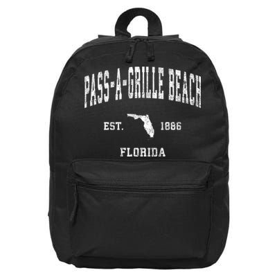Pass A Grille Beach Florida Fl Vintage Established Athletic 16 in Basic Backpack