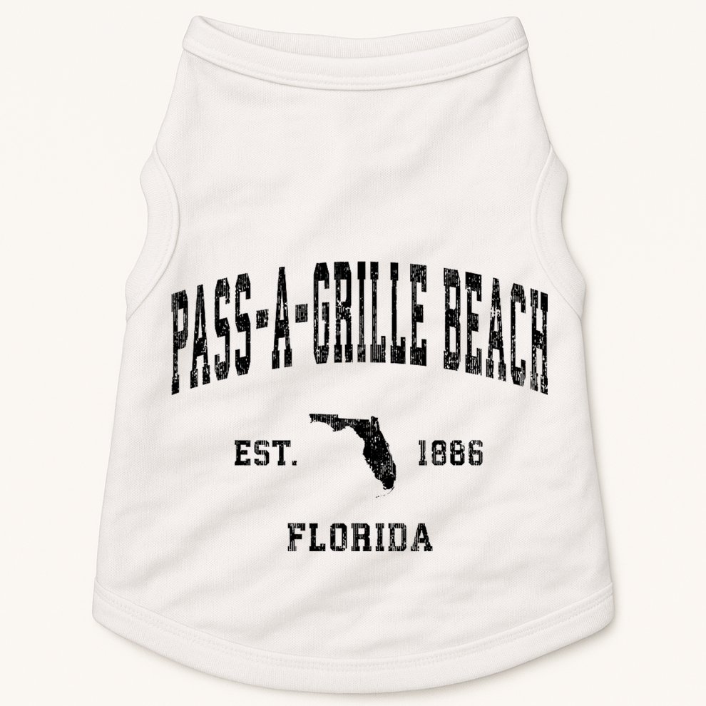 Pass A Grille Beach Florida Fl Vintage Established Athletic Doggie Tank