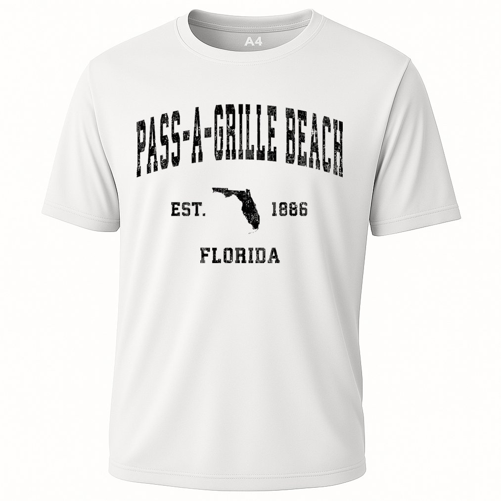 Pass A Grille Beach Florida Fl Vintage Established Athletic Performance Shirt