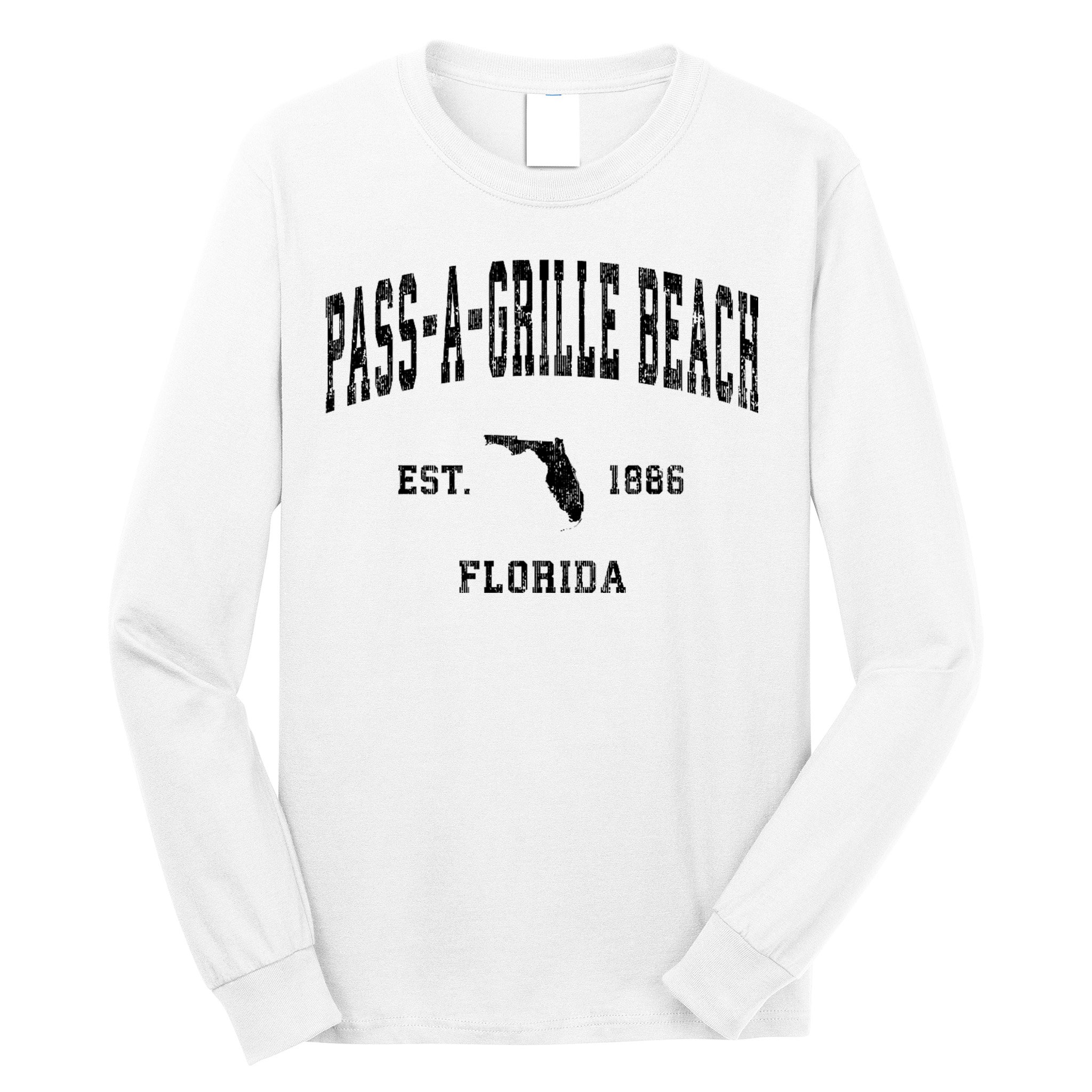 Pass A Grille Beach Florida Fl Vintage Established Athletic Long Sleeve Shirt