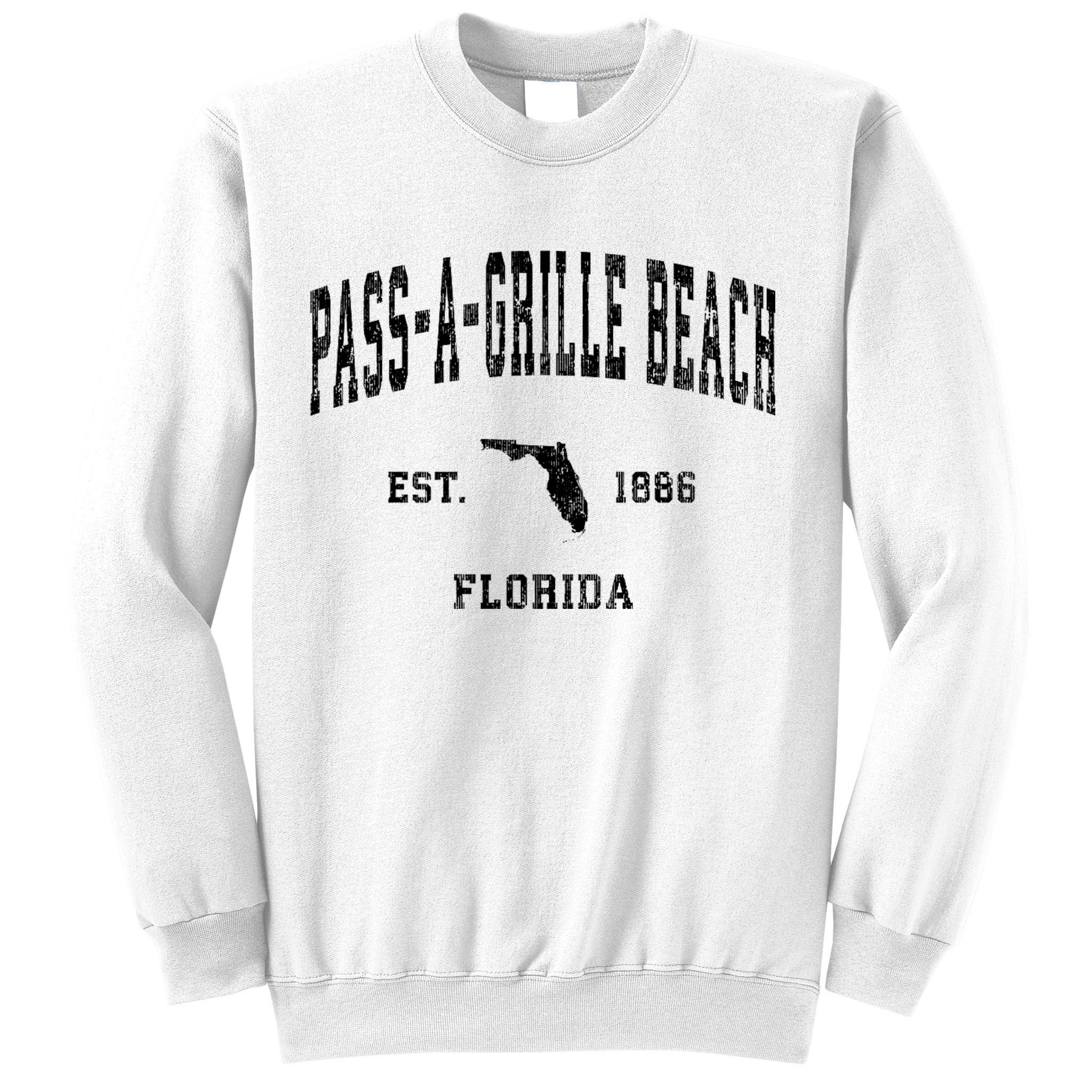 Pass A Grille Beach Florida Fl Vintage Established Athletic Sweatshirt