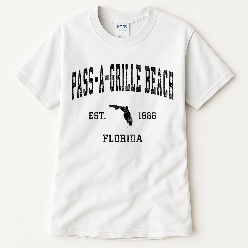 Pass A Grille Beach Florida Fl Vintage Established Athletic Tall T-Shirt