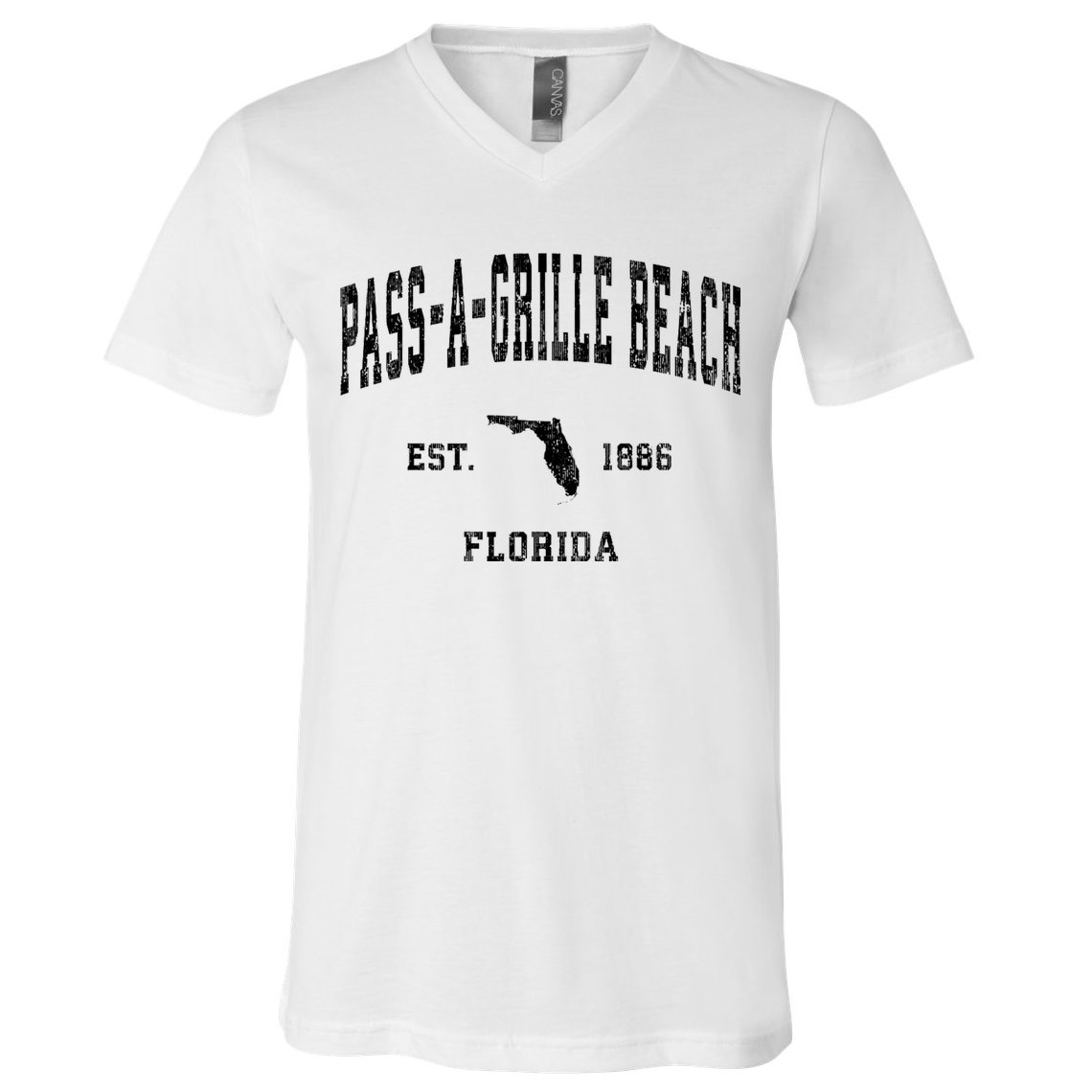 Pass A Grille Beach Florida Fl Vintage Established Athletic V-Neck T-Shirt