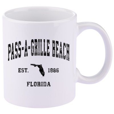 Pass A Grille Beach Florida Fl Vintage Established Athletic 11oz C Handle Ceramic Mug