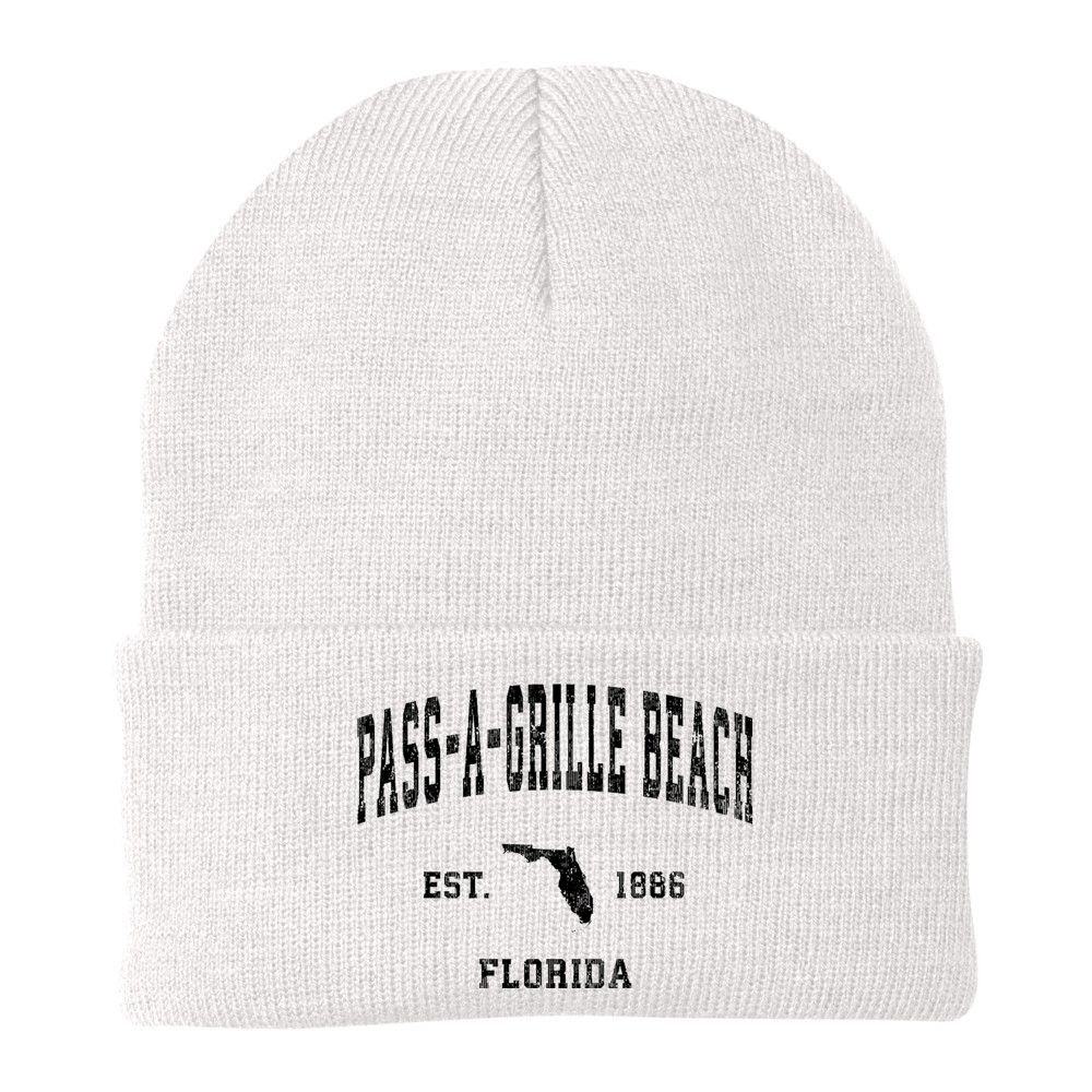 Pass A Grille Beach Florida Fl Vintage Established Athletic Beanie