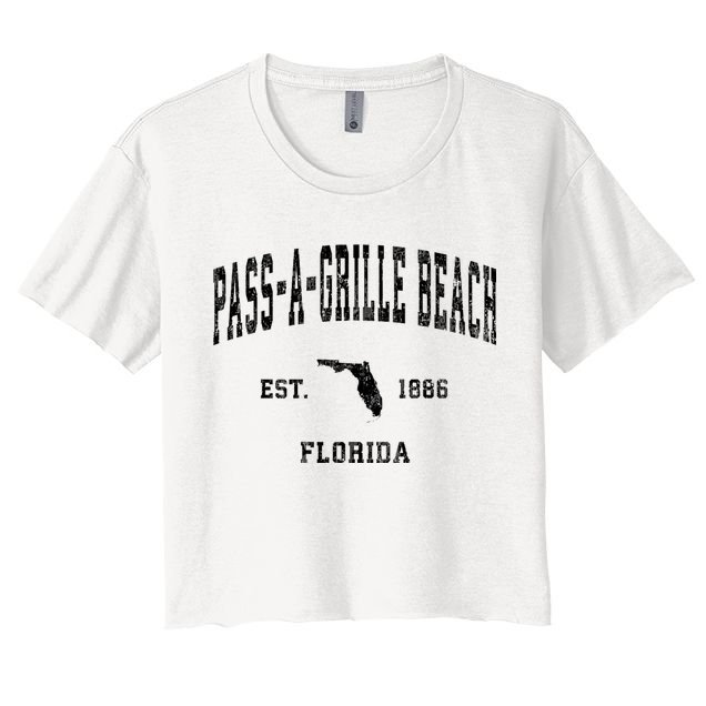 Pass A Grille Beach Florida Fl Vintage Established Athletic Crop Top