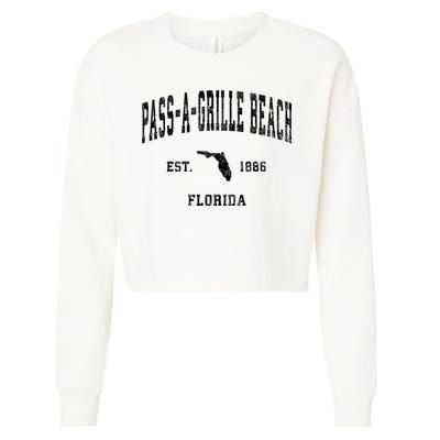 Pass A Grille Beach Florida Fl Vintage Established Athletic Cropped Pullover Crew