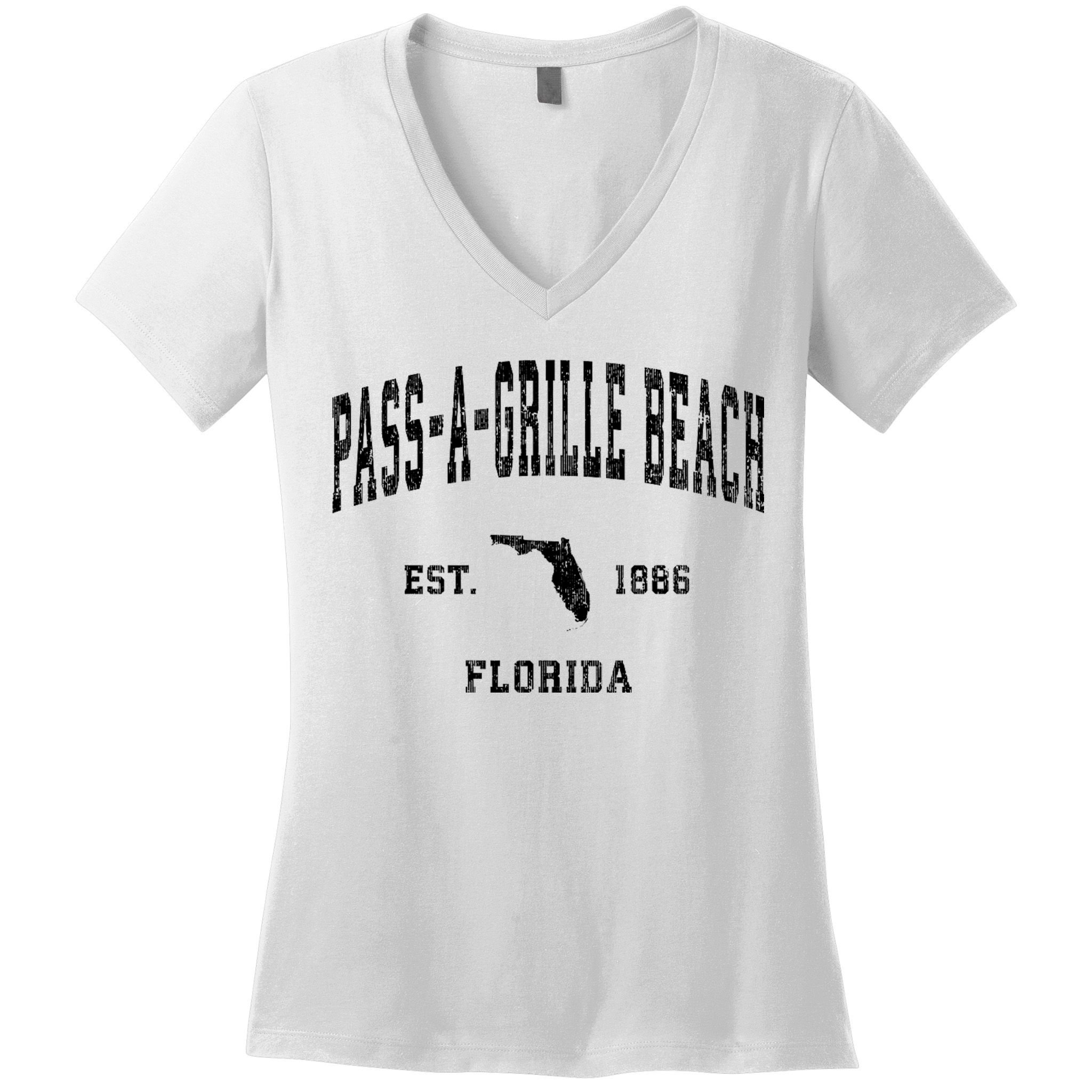 Pass A Grille Beach Florida Fl Vintage Established Athletic Women's V-Neck T-Shirt