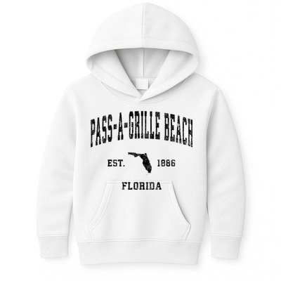 Pass A Grille Beach Florida Fl Vintage Established Athletic Kids Hoodie