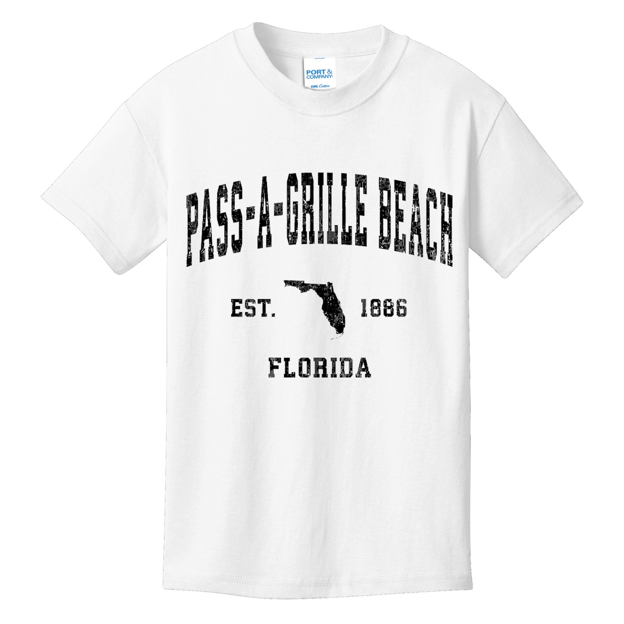 Pass A Grille Beach Florida Fl Vintage Established Athletic Kids T-Shirt