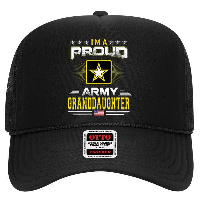 Proud Army Granddaughter Patriotic Military Veteran High Crown Mesh Back Trucker Hat