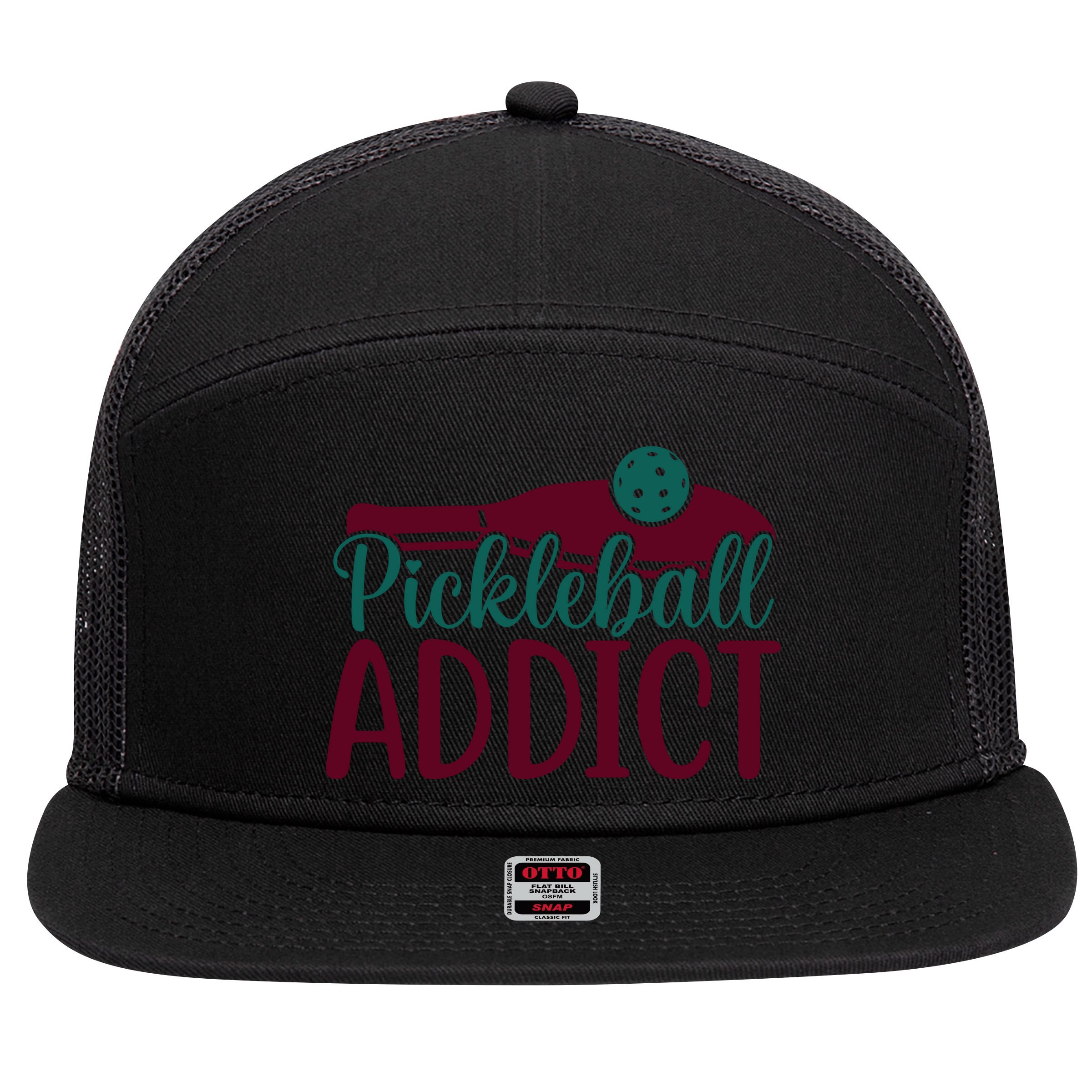 Pickleball Addict Gift For Player Sport Team 7 Panel Mesh Trucker Snapback Hat