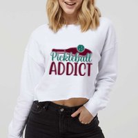 Pickleball Addict Gift For Player Sport Team Cropped Pullover Crew