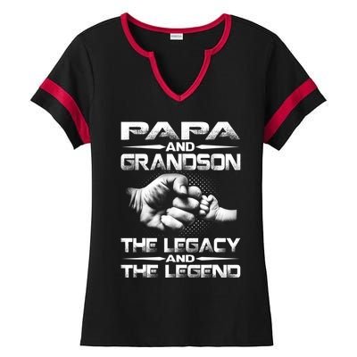 Papa And Grandson The Legend And The Legacy TShirt Ladies Halftime Notch Neck Tee