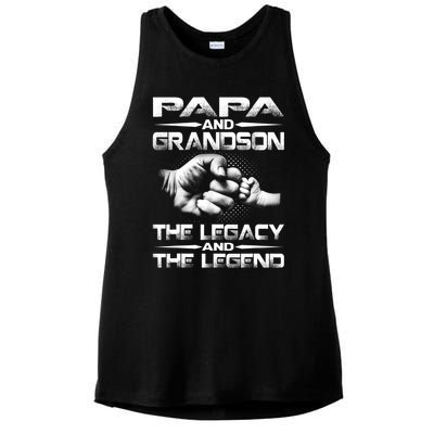 Papa And Grandson The Legend And The Legacy TShirt Ladies PosiCharge Tri-Blend Wicking Tank