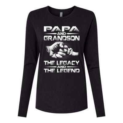 Papa And Grandson The Legend And The Legacy TShirt Womens Cotton Relaxed Long Sleeve T-Shirt