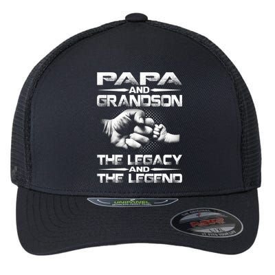Papa And Grandson The Legend And The Legacy TShirt Flexfit Unipanel Trucker Cap