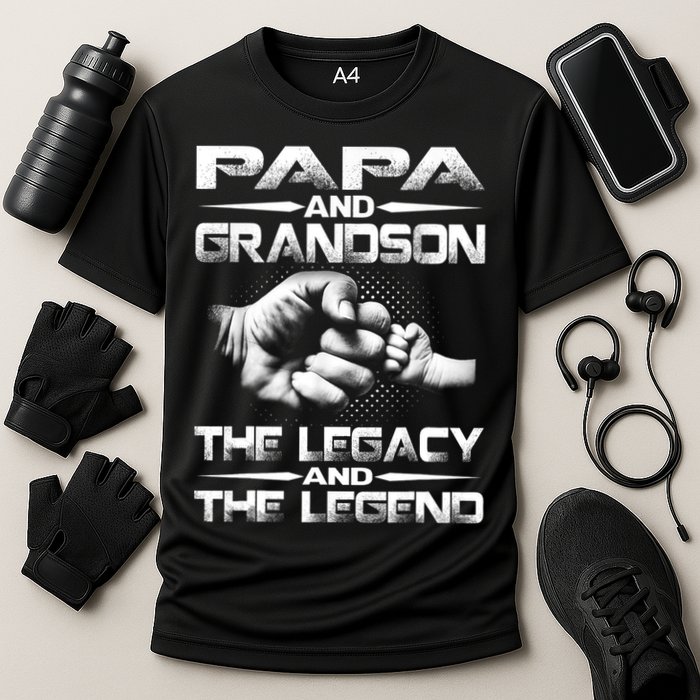 Papa And Grandson The Legend And The Legacy TShirt Performance Shirt
