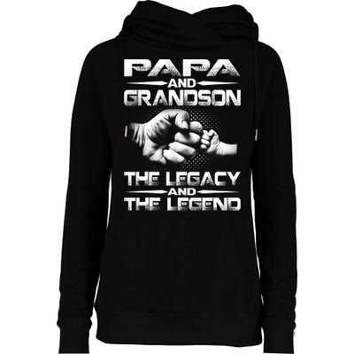 Papa And Grandson The Legend And The Legacy TShirt Womens Funnel Neck Pullover Hood