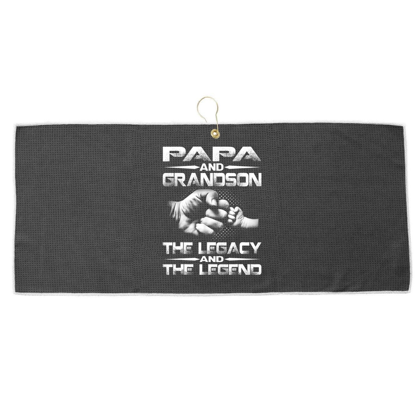 Papa And Grandson The Legend And The Legacy TShirt Large Microfiber Waffle Golf Towel