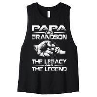 Papa And Grandson The Legend And The Legacy TShirt Women's Racerback Cropped Tank