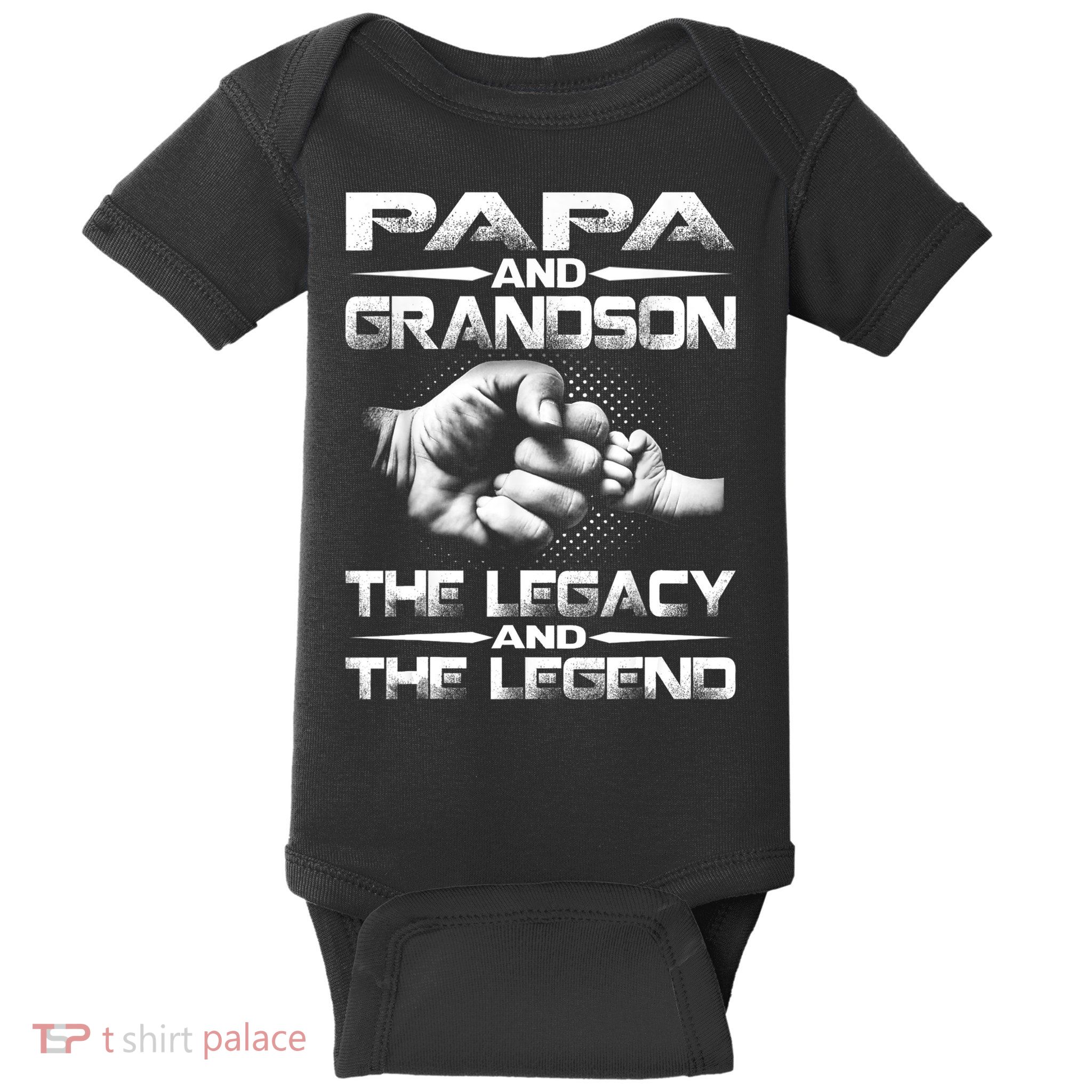 Papa And Grandson The Legend And The Legacy TShirt Baby Bodysuit
