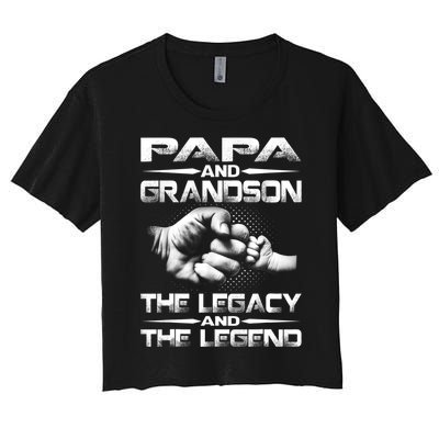 Papa And Grandson The Legend And The Legacy TShirt Women's Crop Top Tee