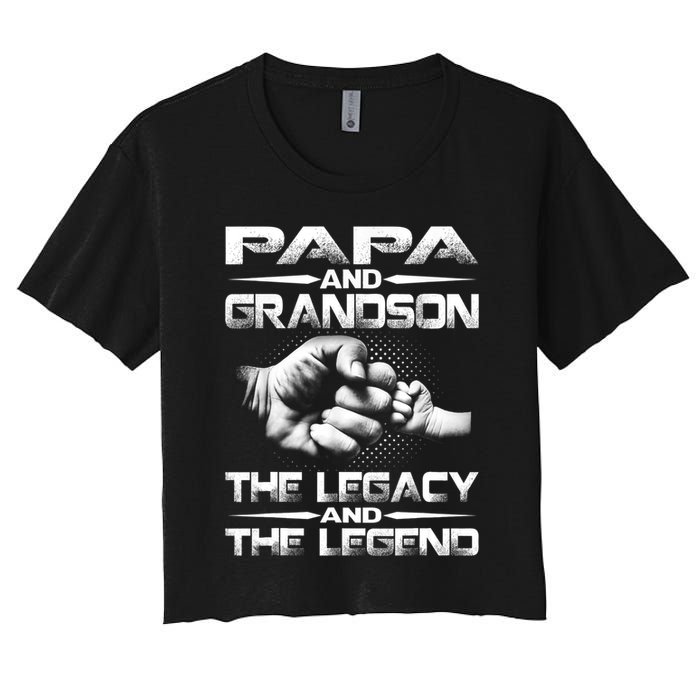 Papa And Grandson The Legend And The Legacy TShirt Women's Crop Top Tee