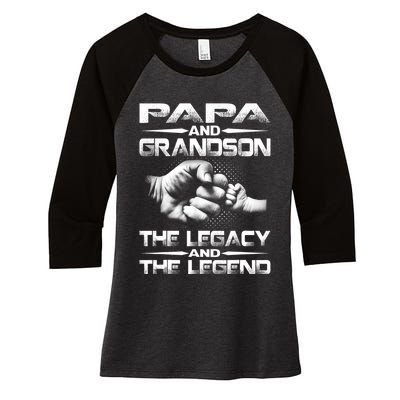 Papa And Grandson The Legend And The Legacy TShirt Women's Tri-Blend 3/4-Sleeve Raglan Shirt