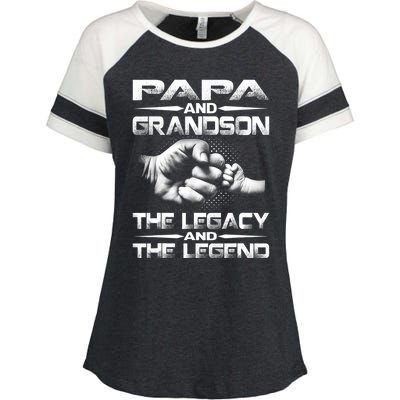 Papa And Grandson The Legend And The Legacy TShirt Enza Ladies Jersey Colorblock Tee