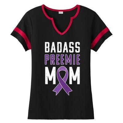 Prematurity Awareness Gift Preemie Mom Ribbon Gift Ladies Halftime Notch Neck Tee