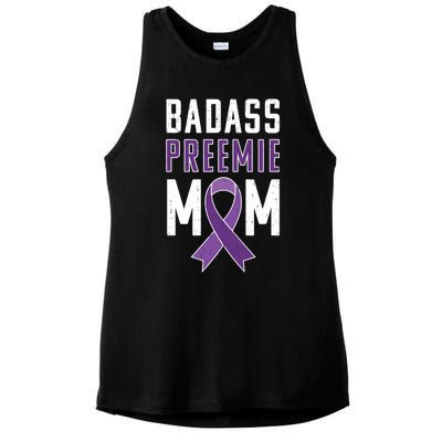 Prematurity Awareness Gift Preemie Mom Ribbon Gift Ladies PosiCharge Tri-Blend Wicking Tank