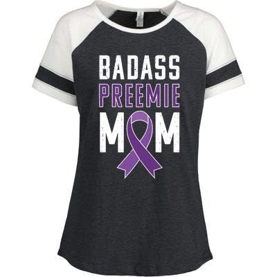 Prematurity Awareness Gift Preemie Mom Ribbon Gift Enza Ladies Jersey Colorblock Tee