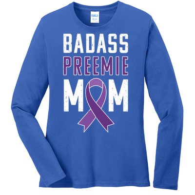 Prematurity Awareness Gift Preemie Mom Ribbon Gift Ladies Long Sleeve Shirt