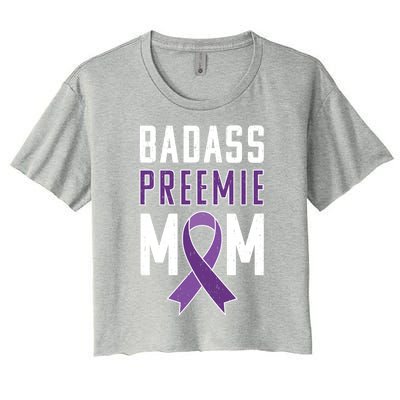 Prematurity Awareness Gift Preemie Mom Ribbon Gift Women's Crop Top Tee