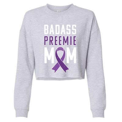 Prematurity Awareness Gift Preemie Mom Ribbon Gift Cropped Pullover Crew