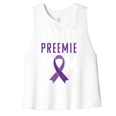 Prematurity Awareness Gift Preemie Mom Ribbon Gift Women's Racerback Cropped Tank