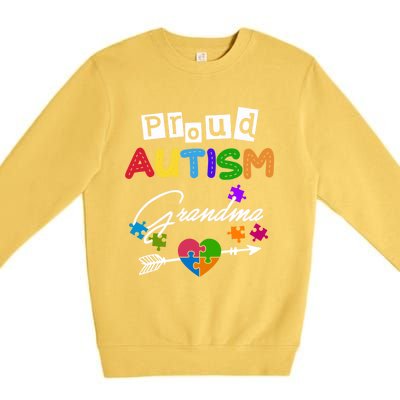 Proud Autism Grandma Puzzle Heart Autism Awareness Great Gift Premium Crewneck Sweatshirt