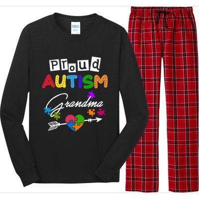 Proud Autism Grandma Puzzle Heart Autism Awareness Great Gift Long Sleeve Pajama Set