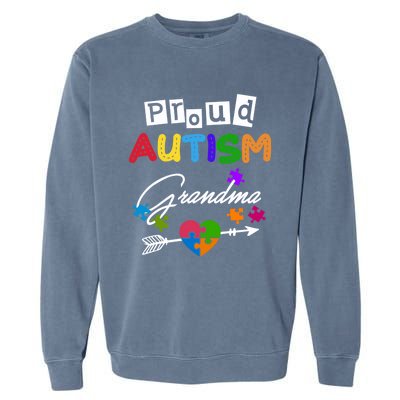 Proud Autism Grandma Puzzle Heart Autism Awareness Great Gift Garment-Dyed Sweatshirt