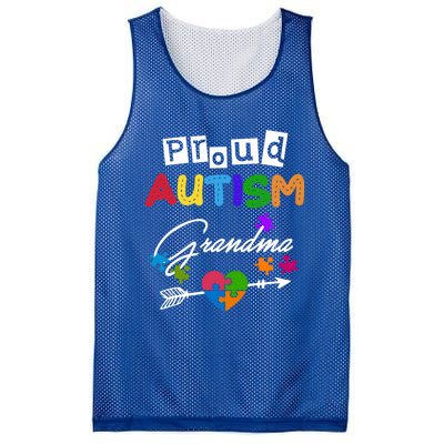 Proud Autism Grandma Puzzle Heart Autism Awareness Great Gift Mesh Reversible Basketball Jersey Tank