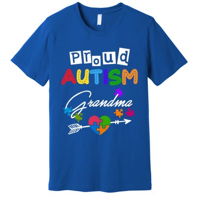 Proud Autism Grandma Puzzle Heart Autism Awareness Great Gift Premium T-Shirt