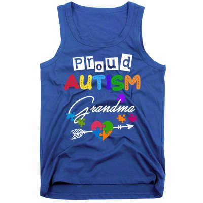 Proud Autism Grandma Puzzle Heart Autism Awareness Great Gift Tank Top