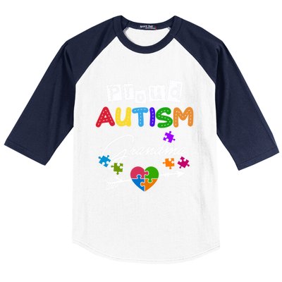 Proud Autism Grandma Puzzle Heart Autism Awareness Great Gift Baseball Sleeve Shirt