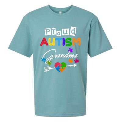 Proud Autism Grandma Puzzle Heart Autism Awareness Great Gift Sueded Cloud Jersey T-Shirt