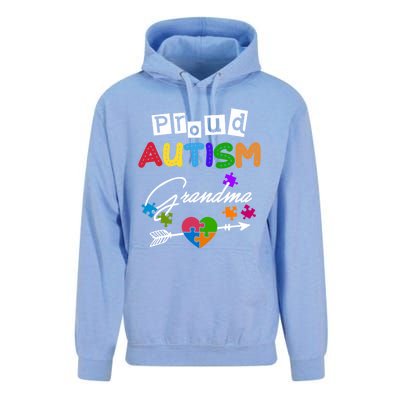 Proud Autism Grandma Puzzle Heart Autism Awareness Great Gift Unisex Surf Hoodie