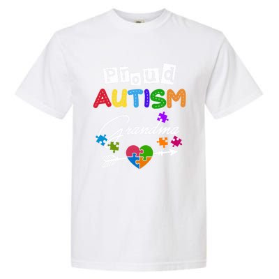 Proud Autism Grandma Puzzle Heart Autism Awareness Great Gift Garment-Dyed Heavyweight T-Shirt